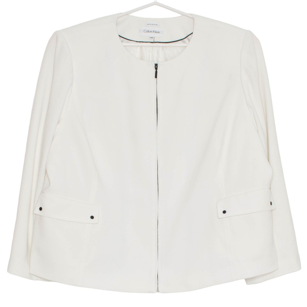 Calvin Klein Jacket Minimalist Quiet Luxury Classic Capsule Scandi Zip White 24W
